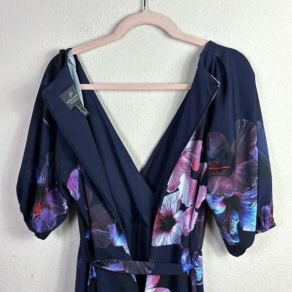Adrianna Papell Ruffle Hem Dreamy Hibiscus Wrap Dress size 6 - Picture 10 of 16